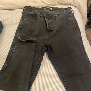 Madewell Washed Black Raw Hem Skinny Jeans